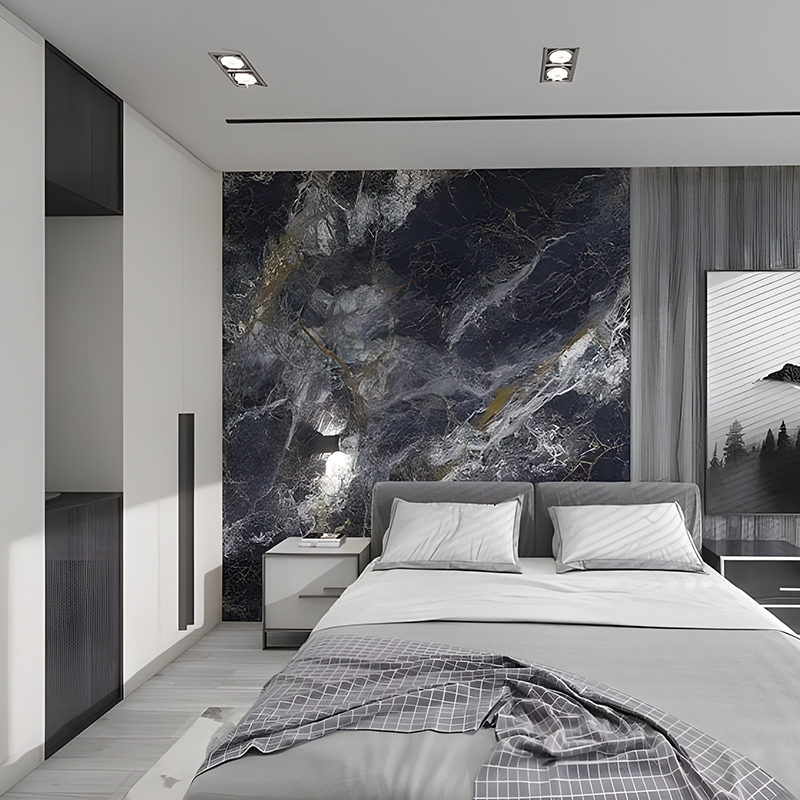 Ginintuang Inkstone Hotel Bedroom Background Wall Dekorasyon PET Transfer Film