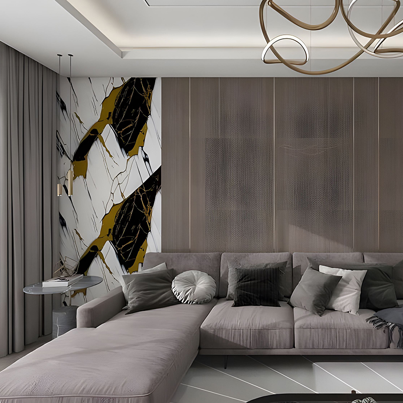 Ginintuan ng Black Jade Living Room Wall Dekorasyon PET Transfer Film
