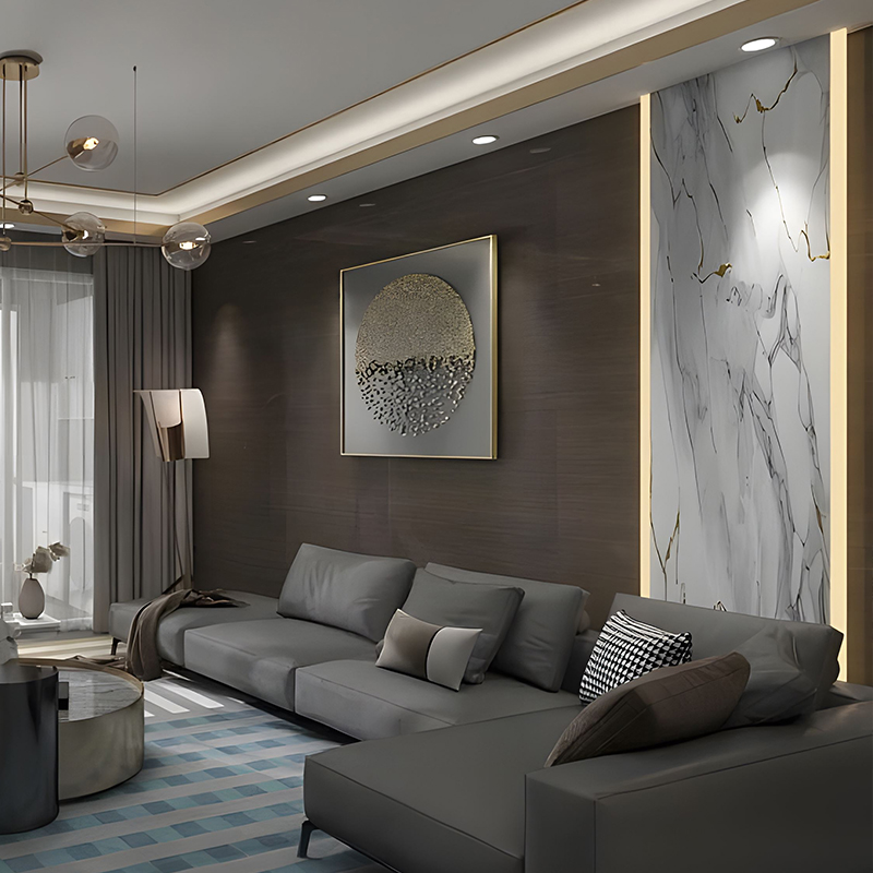Ginintuang Cloud Rock Apartment Background Wall Dekorasyon PET Transfer Film