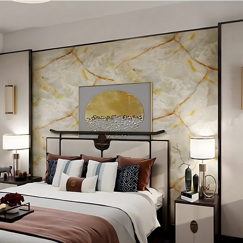 Oil-Resistant at Waterproof Self-Adhesive White Travertine Pattern Heat Transfer Film