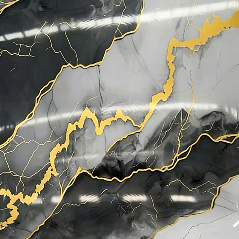 Waterproof Gold-Vein UV Faux Marble Sheet para sa Dekorasyon sa Pader