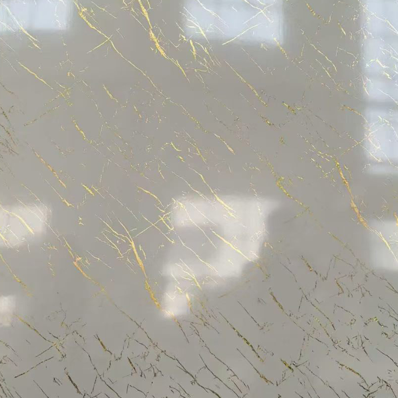 Mantsang White Gold Vein UV Marble Sheet para sa Living Room Accent Wall